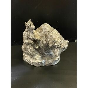 Vintage 1989 Bouvier donohue Ent Pewter Mother Bear and Cub Figurine